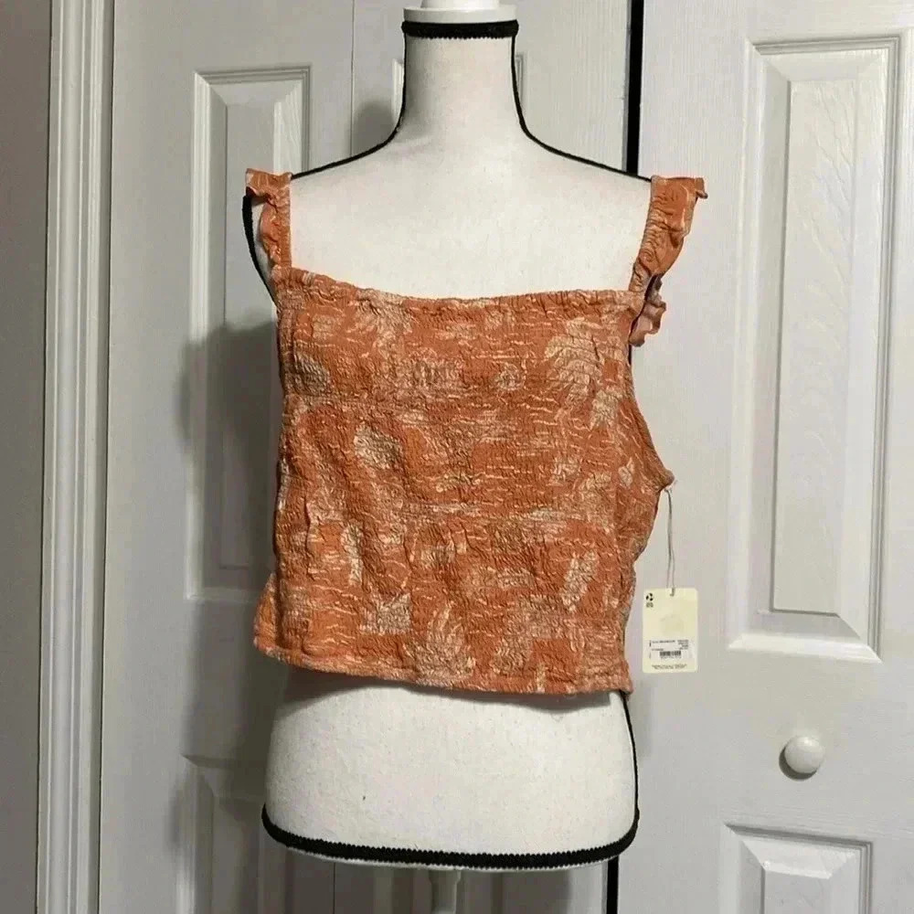 Ana burnt orange & cream crop top